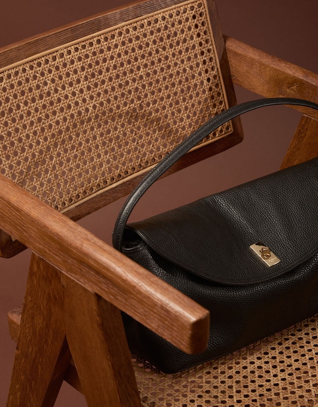 VESTIRSI - Sloane Large Black Leather Top Handle Crossbody