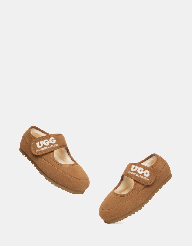 EVERAU - Australian Shepherd Ugg Velvi Kids Cow Suede Upper Loafer Oxfords Flats
