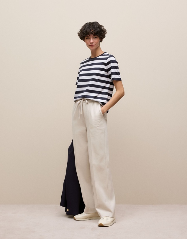 Trenery - Mercerised Cotton Stripe T-shirt in Night Sky