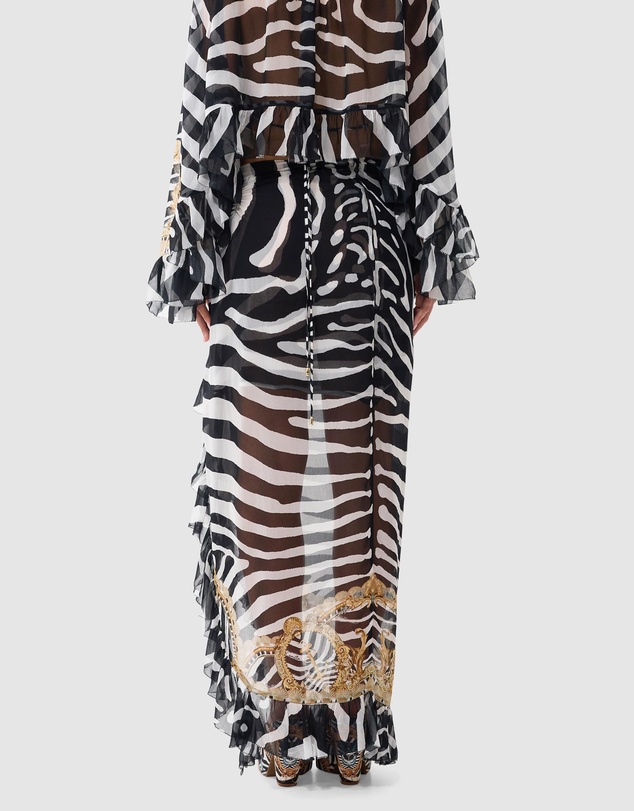 Camilla - Relaxed Wrap Tie Skirt With Ruffle