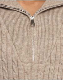 Petal & Pup - Anais Quarter Zip Knit Sweater - Beige