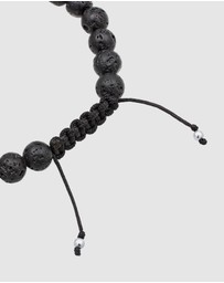 Kuzzoi - ICONIC EXCLUSIVE - Bracelet Basic Lava Stone Cross Ethnic 925 Silver