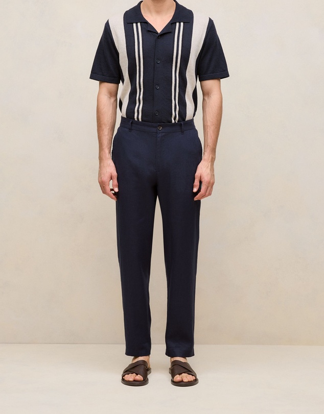 Trenery - Linen Tailored Relaxed Pant in Navy