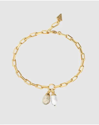 GUESS - GUESS Gold-Tone Ladies Pearly Charm Bracelet