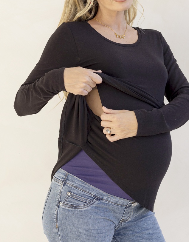 Angel Maternity - Annie Maternity/ Nursing Soft Nursing Top In Black