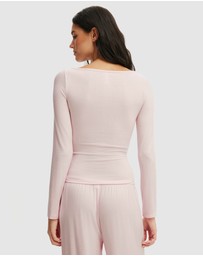 Cotton On Body - Super Soft Boat Neck Henley Long Sleeve Top