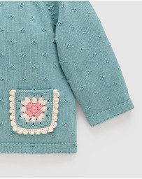 Purebaby - Crochet Pocket Cardigan -Kids-Babies