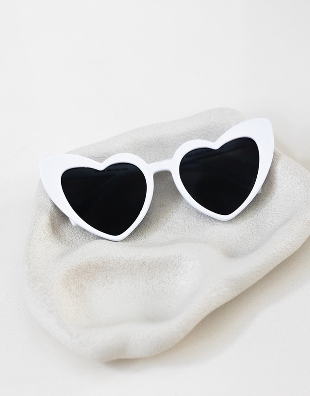 The White Collection - Stella - Modern White Love Heart Sunglasses