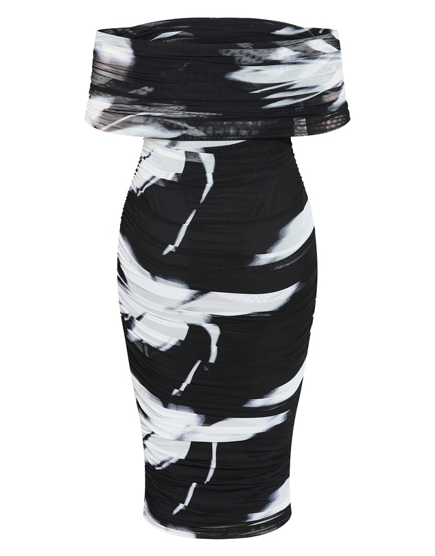 City Chic - Dana Mesh Blur Print Dress