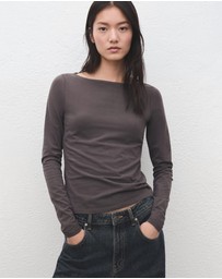 M.N.G - Cotton Boat Neck T-Shirt