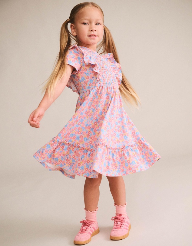 Huxbaby - Scallop Floral Tiered Dress - Babies-Teens