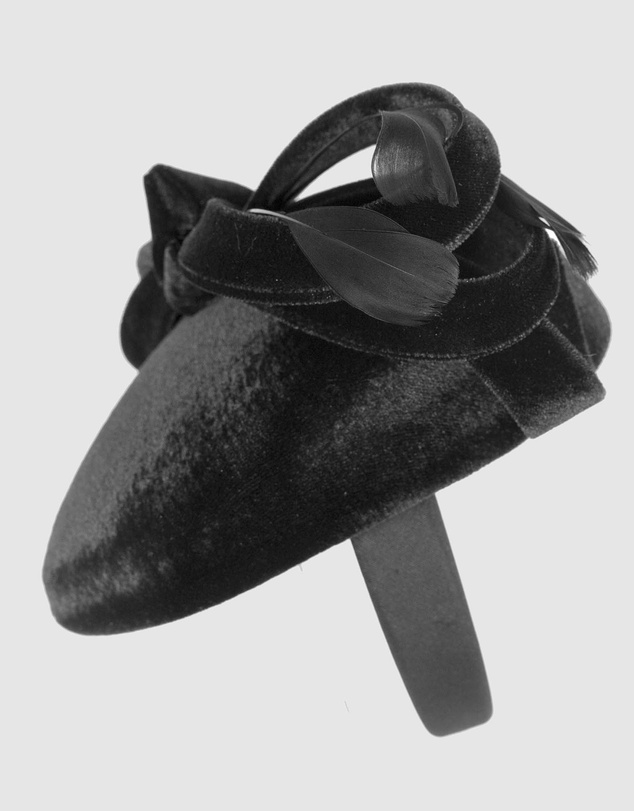 Max Alexander - Velvet Black Winter Pillbox Fascinator