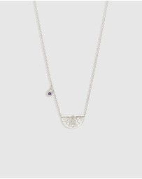 By Charlotte - Silver Lotus Birthstone Necklace - February