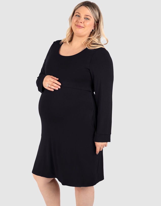 B Free Intimate Apparel - Bamboo Long Sleeve Maternity & Nursing Dress