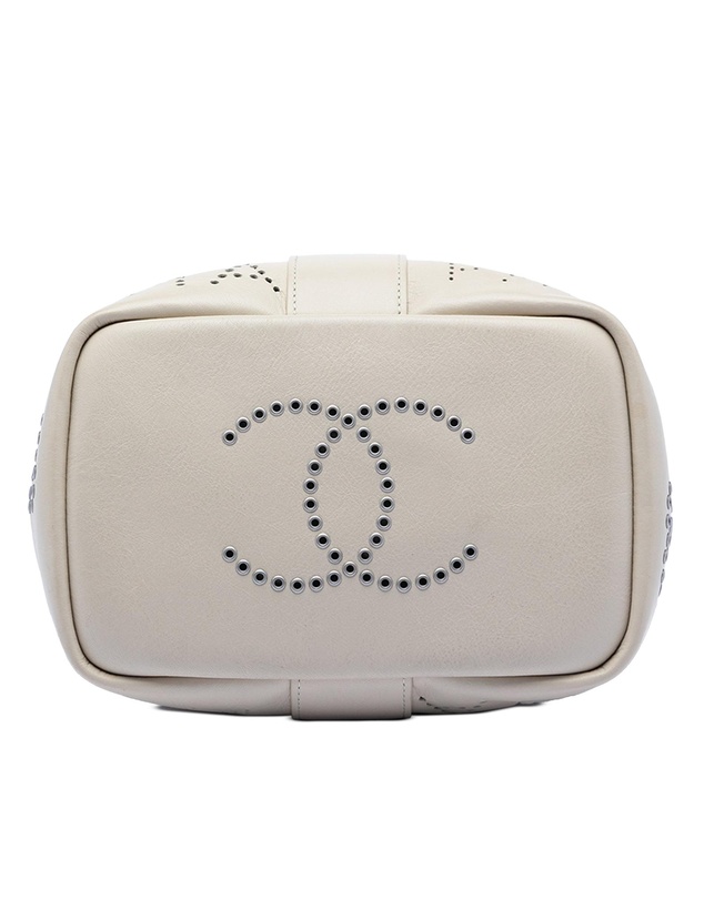 Pre-Loved by Azura Reborn - Pre-Loved Small Perforated Calfskin Logo Eyelet Bucket Bag