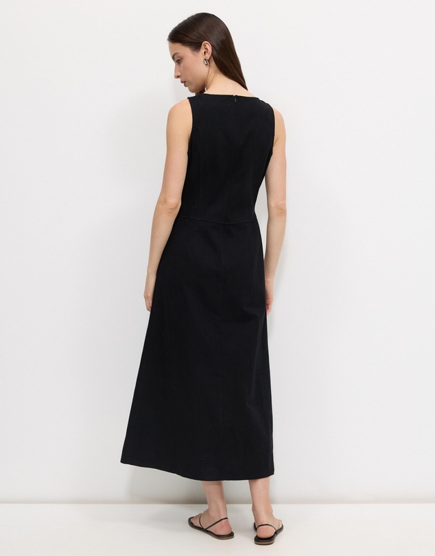 Calli - Matt Cotton Twill Midi Dress