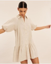 AERE - Joia Linen Puff Sleeve Mini Dress