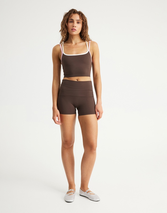 Upstate - Air Sculpt 4 Inch Roll Over Short - Espresso /Floss