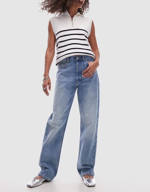 TOPSHOP - Straight Kort Jeans