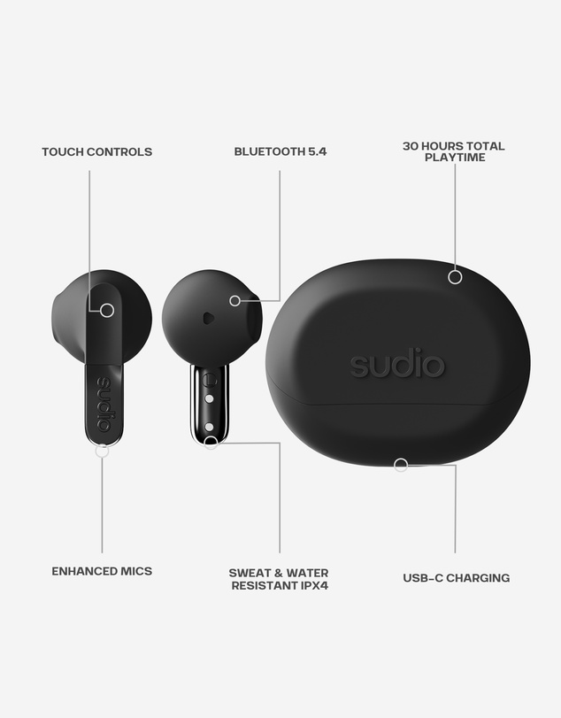 Sudio - N3 -True Wireless 5.4 Bluetooth In-Ear Headphones/Earbuds