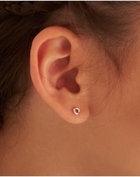 Wanderlust + Co - Alphabet Bubble Silver Stud Earrings - Letter R