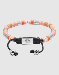 Nialaya Jewellery - Men's Beaded Bracelet with Pink and Silver Disc Beads