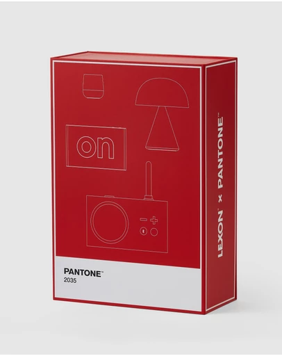 Lexon - Lexon GIFT Set PANTONE - Includes Mino+ Mini Speaker, Flip Classic Clock, Mina M Lamp, Thykho 3 Speaker - 2035 Red