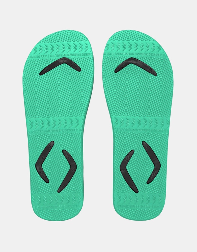 Boomerangz Footwear - Men's Black/Teal Thongs with arch support and 2 x interchangeable straps