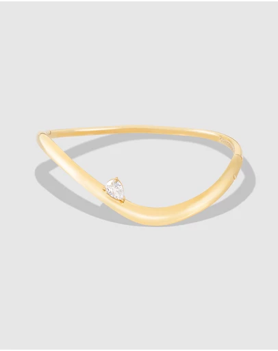 Wanderlust + Co - Flow Diamante 14K Gold Vermeil Bangle