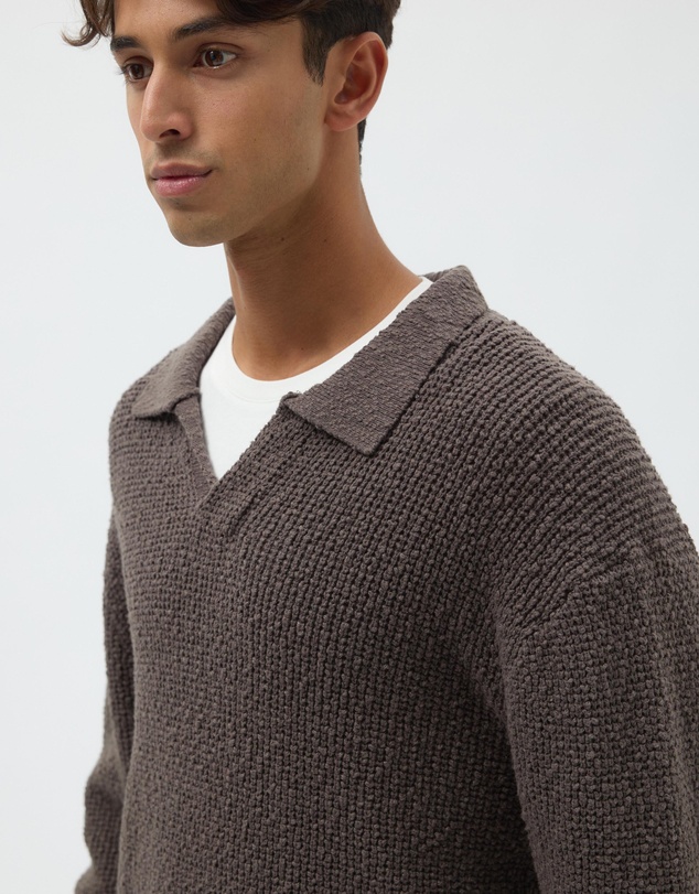AERE - Oversized Open Collar Knit Polo