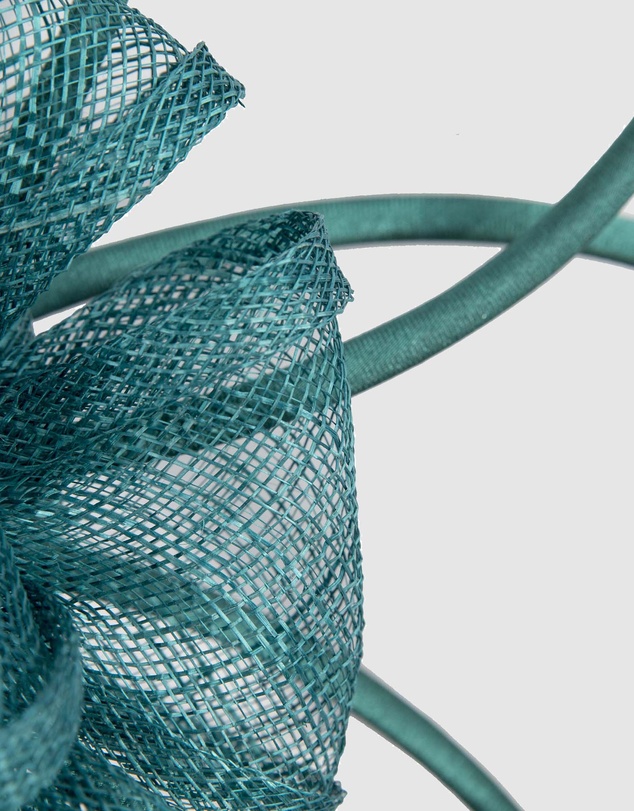 Max Alexander - Sinamay Teal Flower Racing Fascinator