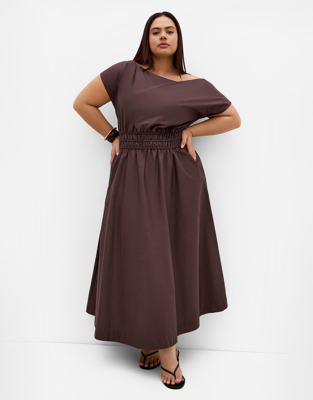 City Chic - Plus size Cass Cotton Maxi Dress - dark chocolate