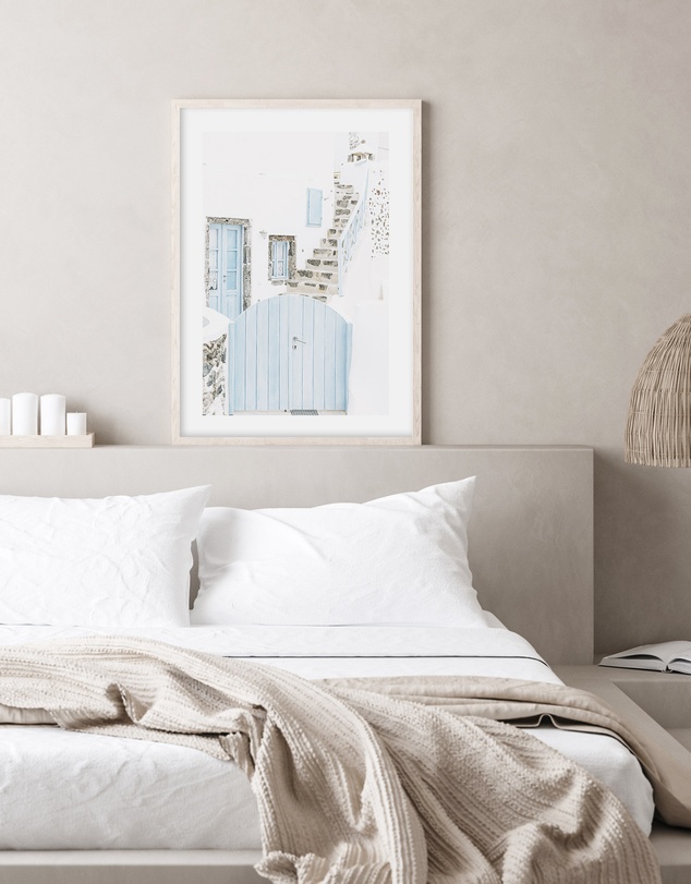 Olive et Oriel - Little Blue Gate Santorini Art Print