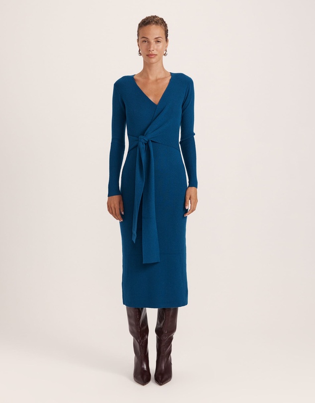SABA - Elle Wool Blend Wrap Knit Dress