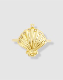 Wanderlust + Co - Sundaze Shell Gold Locket Ring