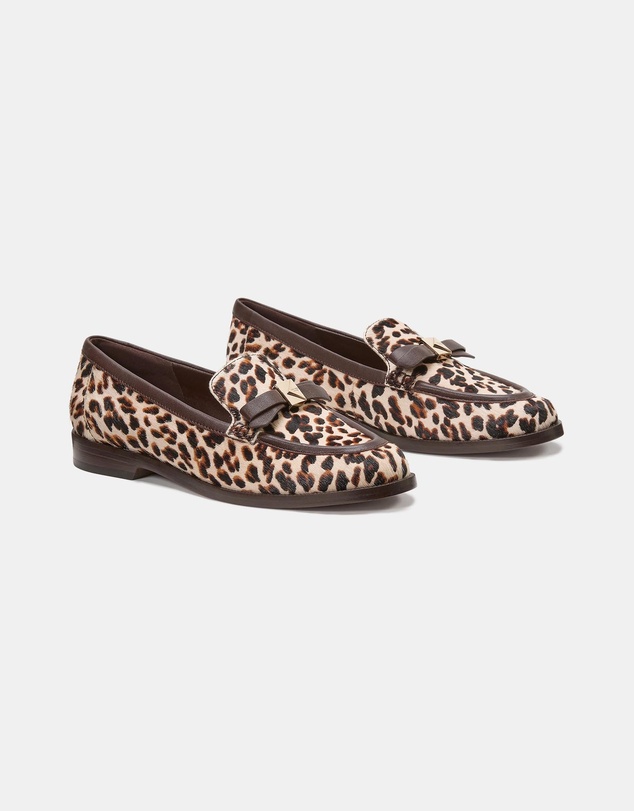 Kate Spade - Deco Bow Downtown Leopard Haircalf Loafers
