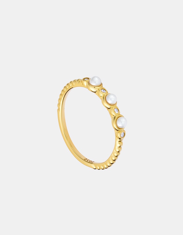 Zoe Olivia - 14K Gold Vermeil Pearl Cubic Zirconia Ring