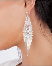 Lovisa - Silver Cup Chain Diamante Fringe Drape Earrings