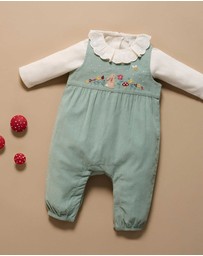 Purebaby - Embroidered Corduroy Romper -Kids-Babies