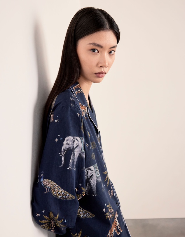 Chelsea Peers - Cotton Poplin Night Time Jungle Long Pyjama Set