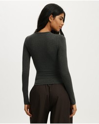 Cotton On - Sheer Layer Crew Long Sleeve Top