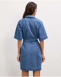 The Fated - Twila Chambray Mini Shirt Dress