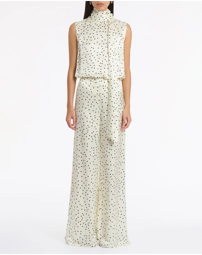 Carla Zampatti - Monochrome Dot Silk Viscose Palazzo Pant