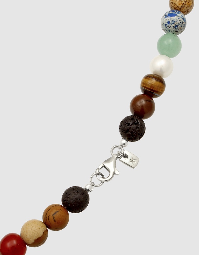 Kuzzoi - ICONIC EXCLUSIVE - Mixed Gemstone Bead Necklace with 925 Sterling Silver Elements