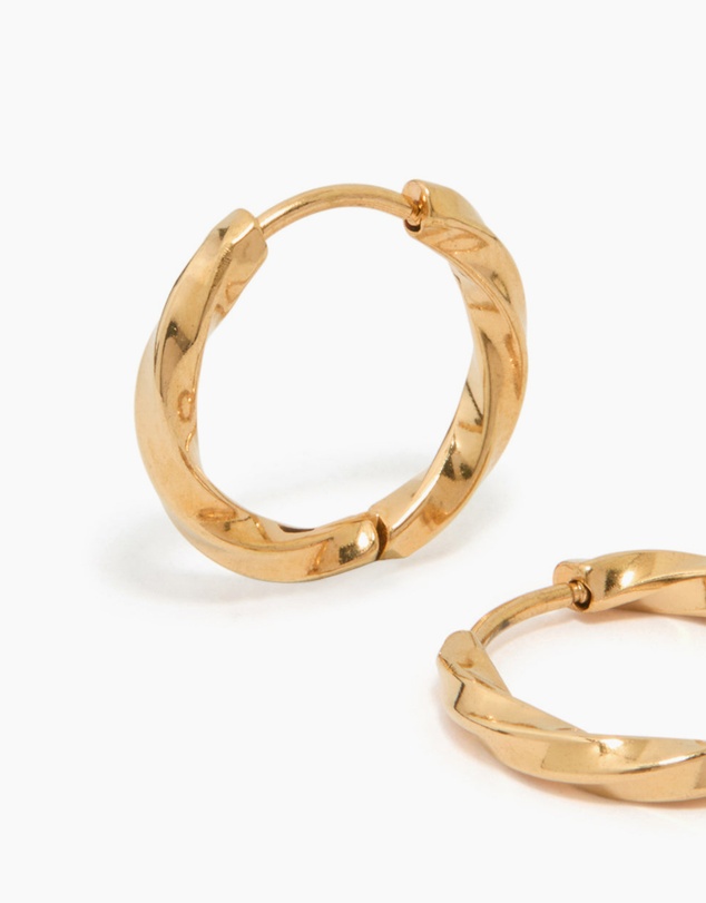 Lovisa - Waterproof Gold Plated Stainless Steel Twisted Hoop Earrings