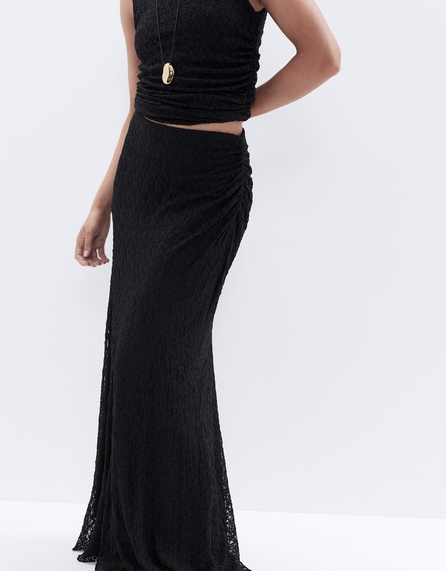 UNISON - Lace Ruched Maxi Skirt