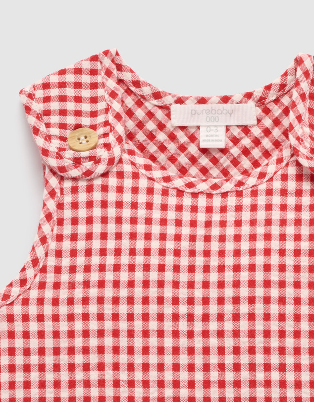 Purebaby - Gingham Romper-Kids-Babies