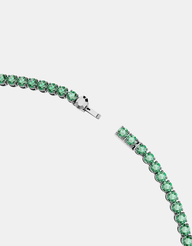 Swarovski - Matrix Tennis Necklace, Round Cut, Green, Ruthenium Plated