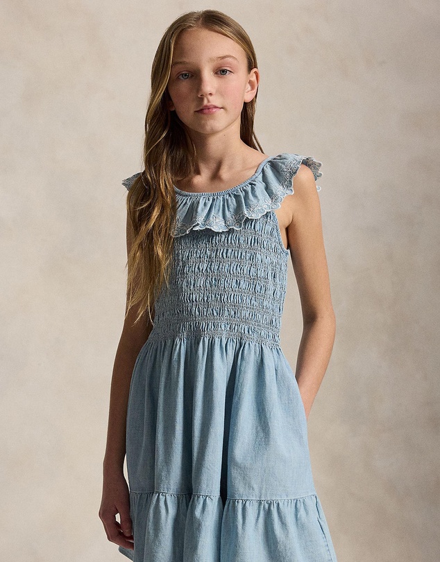 Polo Ralph Lauren - Blueberry-Overlay Indigo Chambray Dress - Kids-Teens