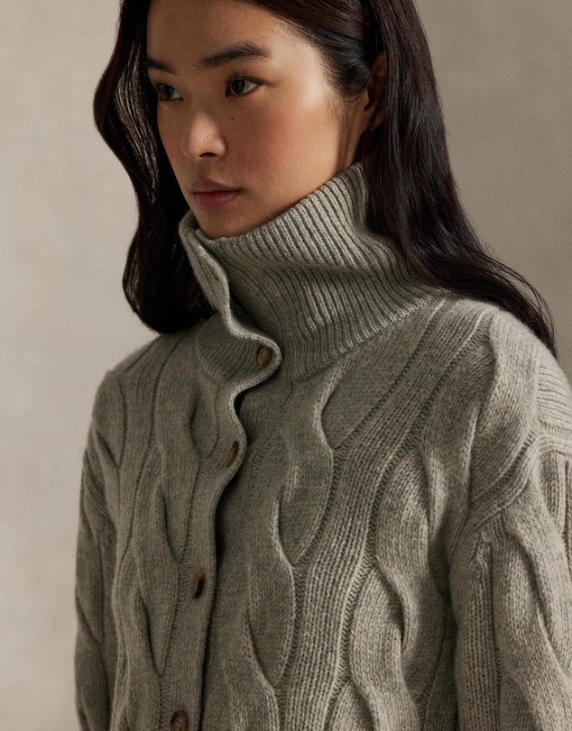 Polo Ralph Lauren - Cable Wool-Cashmere Funnelneck Cardigan - ICONIC EXCLUSIVE